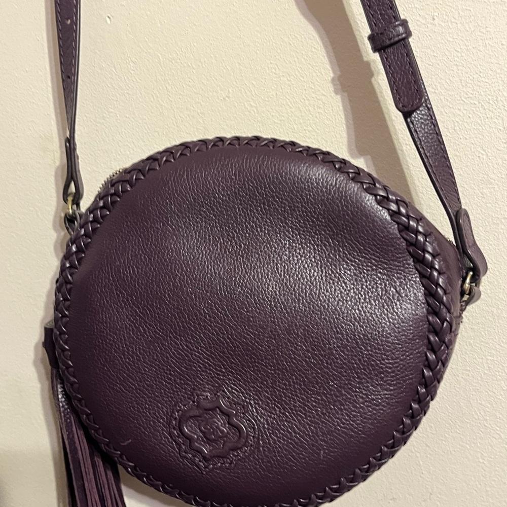 orYANY Kaye purple Pebble Leather Canteen Round Crossbody Bag-Preowned